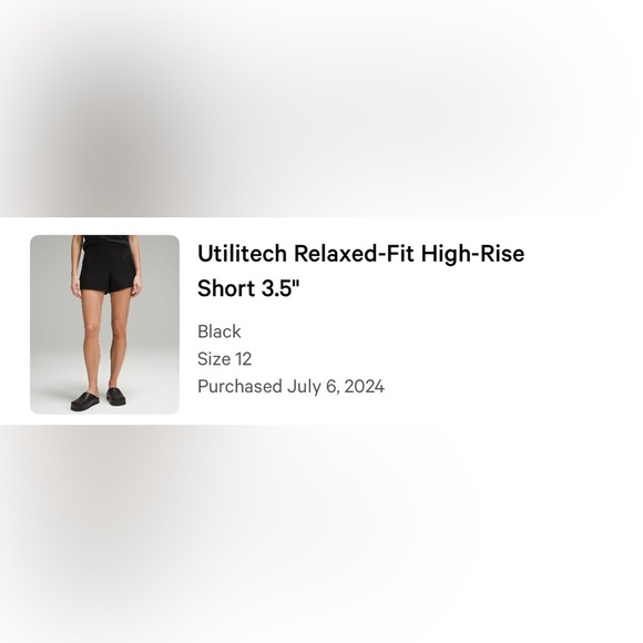 Lululemon Utilitech Relaxed-Fit High-Rise Short 3.5” inseam in Black, Size 12 - Picture 6 of 10